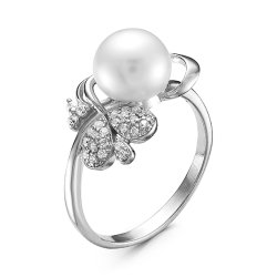 z1-9490 Кольцо с жемчугом. Серебро 925.