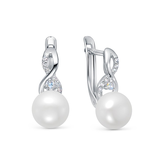 z2-10334 Серьги с жемчугом. Серебро 925. 