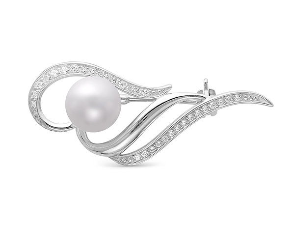 z7-057 Брошь с жемчугом. Серебро 925. 