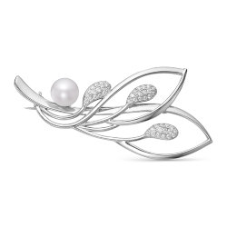 z7-046 Брошь с жемчугом. Серебро 925.