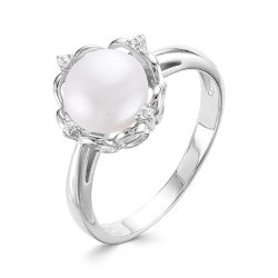 z1-9610 Кольцо с жемчугом. Серебро 925.