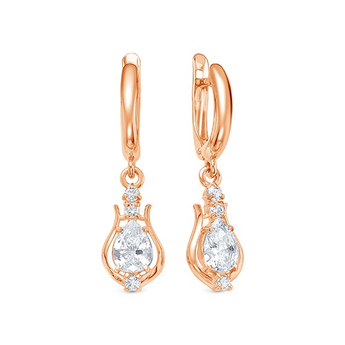 z 2-10241 Серьги с фианитами. Золото 585. 