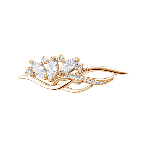 z 7-088 Брошь с фианитами. Золото 585. 