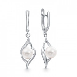 2-10365 Серьги с жемчугом. Серебро 925.