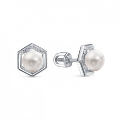 z2-10563 Пусеты с жемчугом 8мм. Серебро 925.