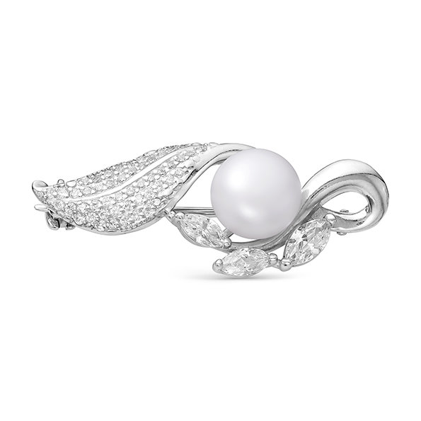 z7-050 Брошь с жемчугом. Серебро 925. 