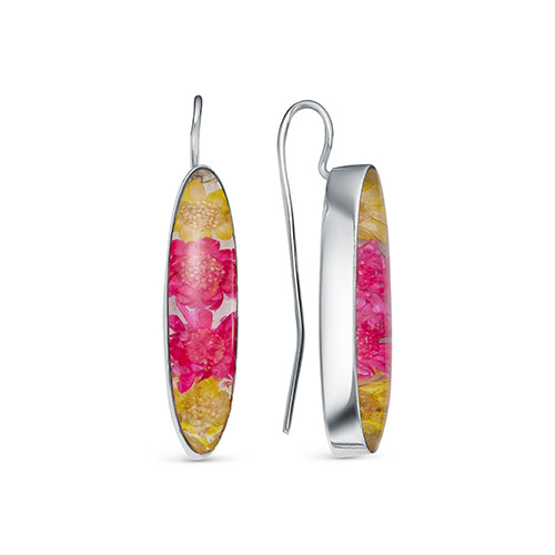 z2-6505-1 Серьги с натуральными цветами. Серебро 925. 