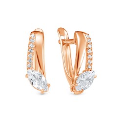 2-10235 Серьги с фианитами. Золото 585.