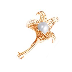 z7-052 Брошь с жемчугом. Золото 585.