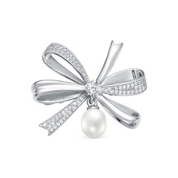 z7-080 Брошь с жемчугом. Серебро 925.