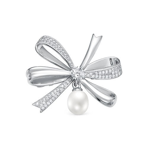 z7-080 Брошь с жемчугом. Серебро 925. 