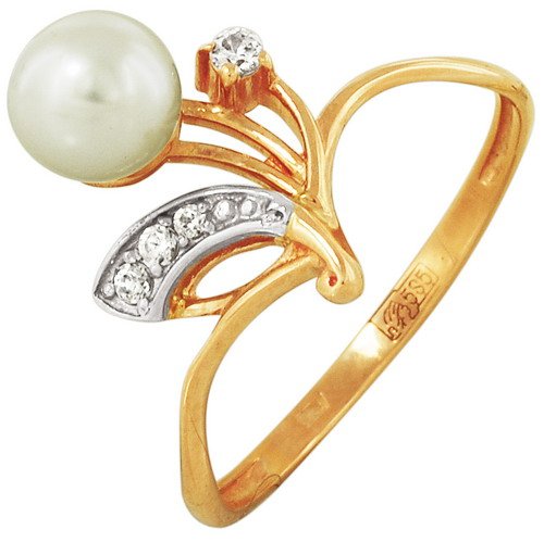 z1-7526 Кольцо с жемчугом. Золото 585. 