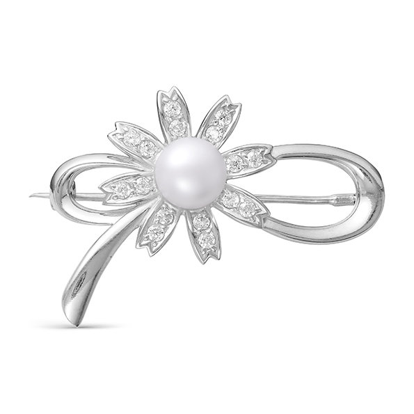 z7-045 Брошь с жемчугом. Серебро 925. 