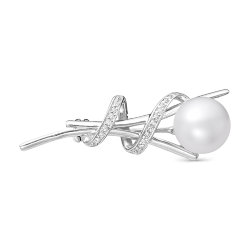 z7-049 Брошь с жемчугом. Серебро 925.