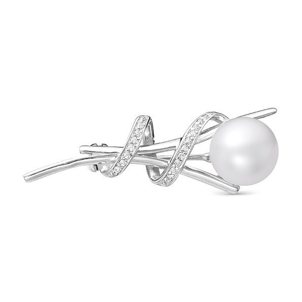z7-049 Брошь с жемчугом. Серебро 925. 