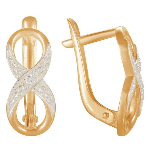 z2-7887 Серьги с фианитами. Золото 585. 