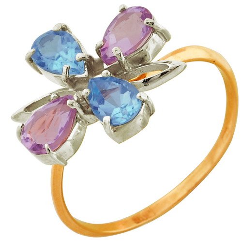 z1-050 Кольцо с полудрагоценными вставками. Золото 585. 