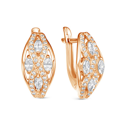 z2-10033 Серьги с фианитами. Золото 585. 