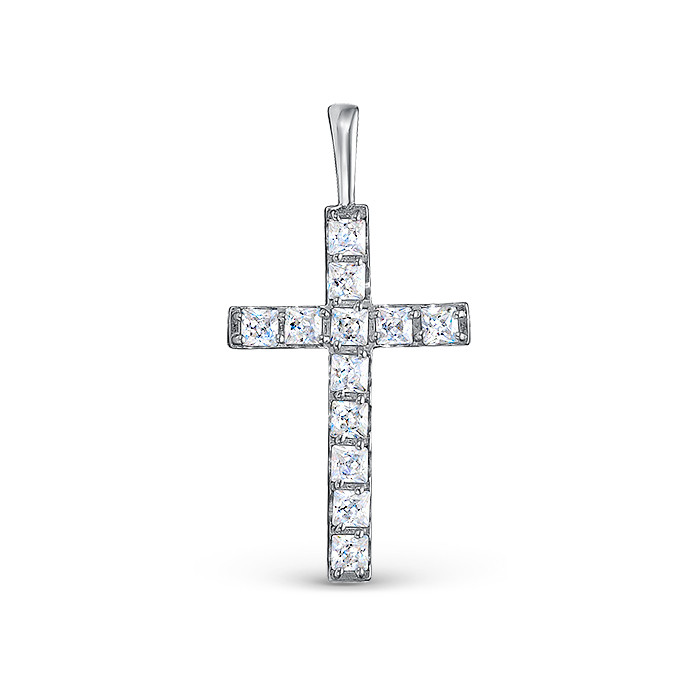 z3-10722 Подвеcка с фианитами. Крестик декоративный. Серебро 925. 