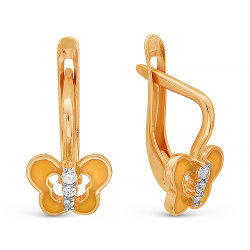 z2-9163-a Детские серьги "бабочки" на английском замке.Золото 585.