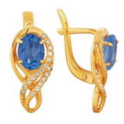 z2-7613 Серьги с полудрагоценными вставками. Золото 585.