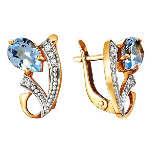 z2-218-1 Серьги с полудрагоценными вставками. Золото 585. 