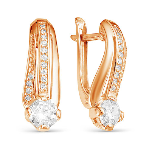 z2-9571 Серьги с фианитами. Золото 585. 