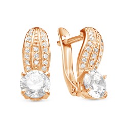 z2-10020 Серьги с фианитами. Золото 585.