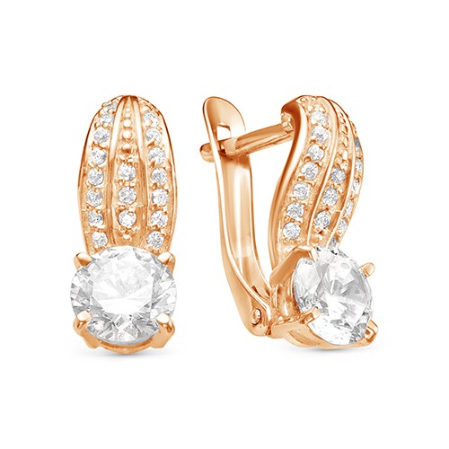 z2-10020 Серьги с фианитами. Золото 585. 