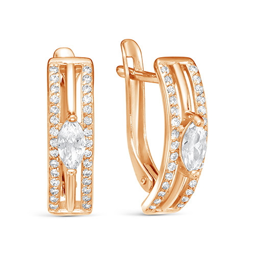 z2-10030 Серьги с фианитами. Золото 585. 