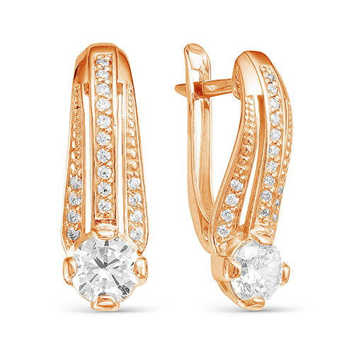 z2-9569 Серьги с фианитами. Золото 585. 