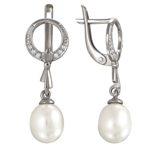 z2-8498 Серьги с жемчугом. Серебро 925. 