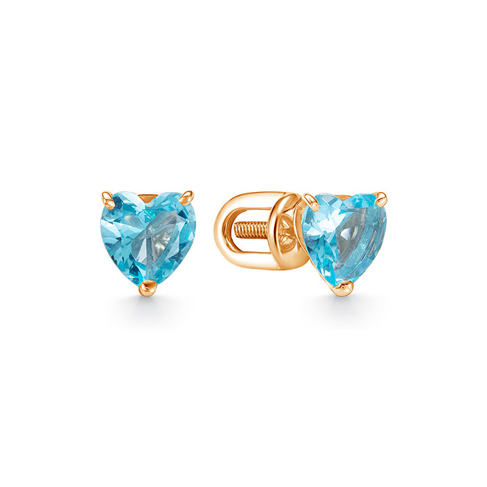 z2-9769 Пусеты с полудрагоценными вставками. Золото 585. 