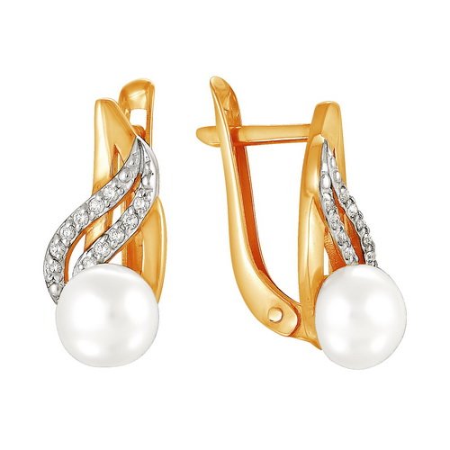 z2-8458 Серьги с жемчугом. Золото 585. 