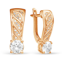 z2-9510 Серьги с фианитами. Золото 585.