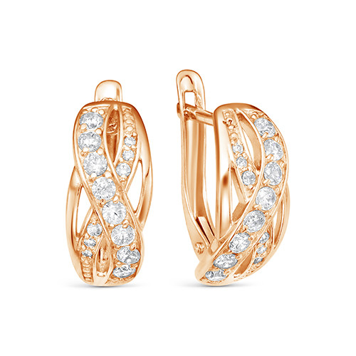 z2-10028 Серьги с фианитами. Золото 585. 