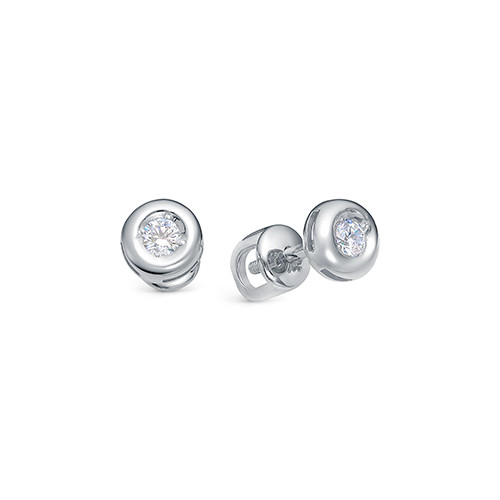 z2-10322 Пуссеты с фианитами. Серебро 925.  