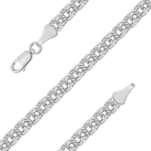 z6-069b0,7-1 Цепь.Ручное плетение Бисмарк. Серебро 925 пробы 