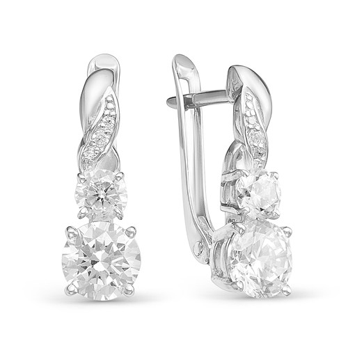 z2-9685 Серьги с фианитами. Серебро 925.  