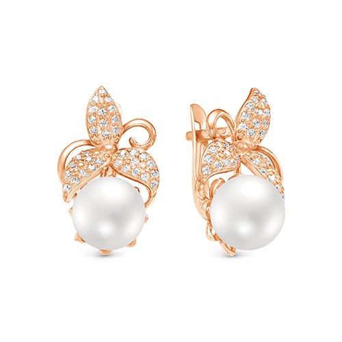 z 2-10221 Серьги с жемчугом. Золото 585. 