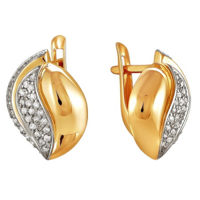 z2-8736 Серьги с фианитами. Золото 585.