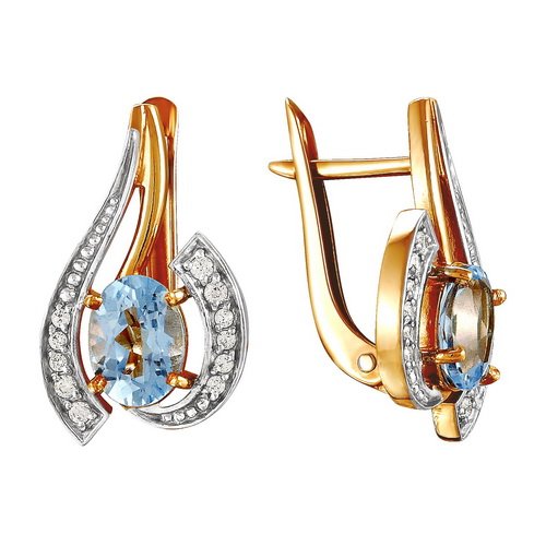 z2-8443 Серьги с полудрагоценными вставками. Золото 585. 