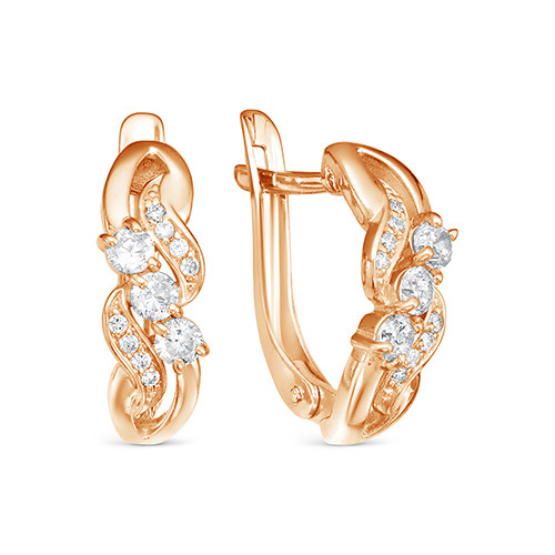 z2-10032 Серьги с фианитами. Золото 585. 