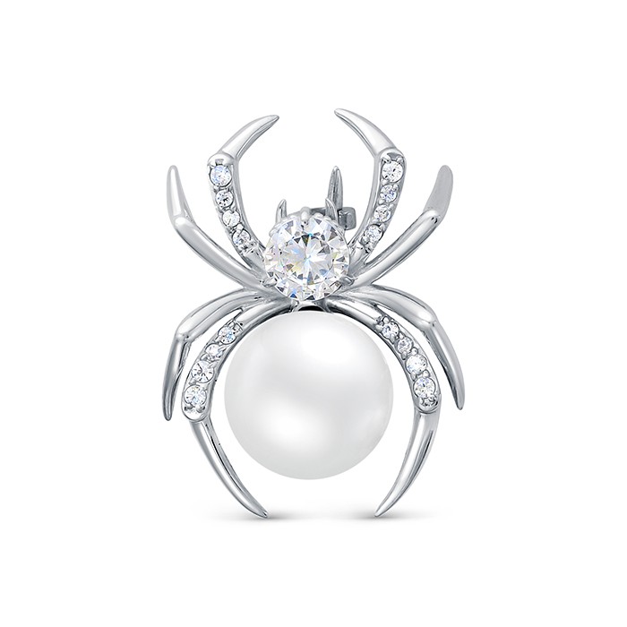 z7-093 Брошь с фианитами. Серебро 925. 