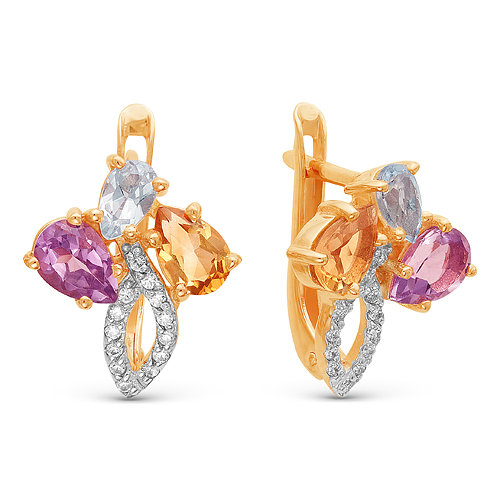 z2-8911 Серьги с полудрагоценными вставками. Золото 585. 