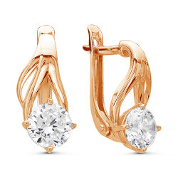 z2-9398 Серьги с фианитами. Золото 585.