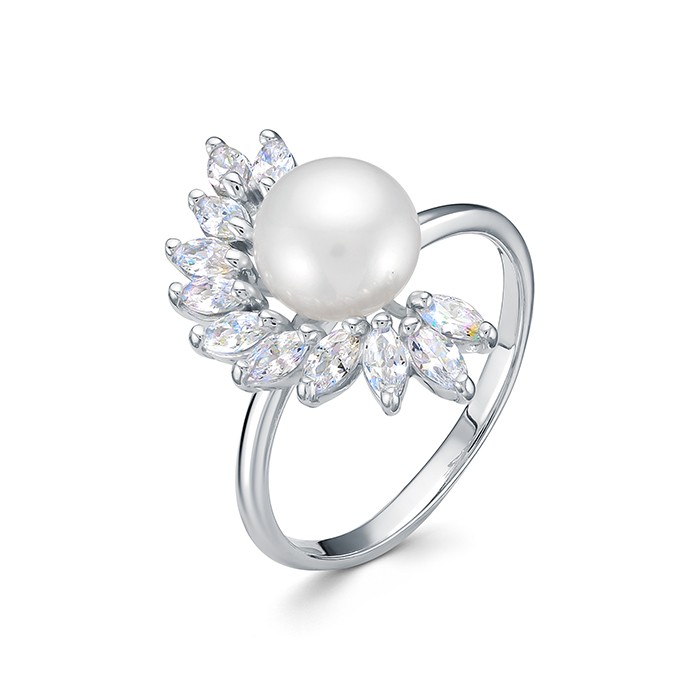 z1-10458 Кольцо с жемчугом. Серебро 925. 