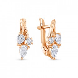 z2-10562 Серьги с фианитами. Золото 585.
