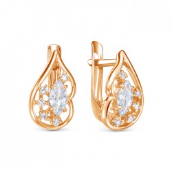 z2-10088 Серьги с фианитами. Золото 585.