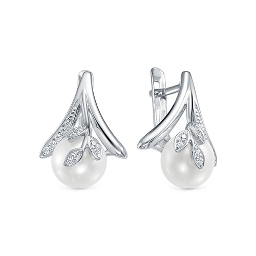 z2-10225 Серьги с жемчугом. Серебро 925. 